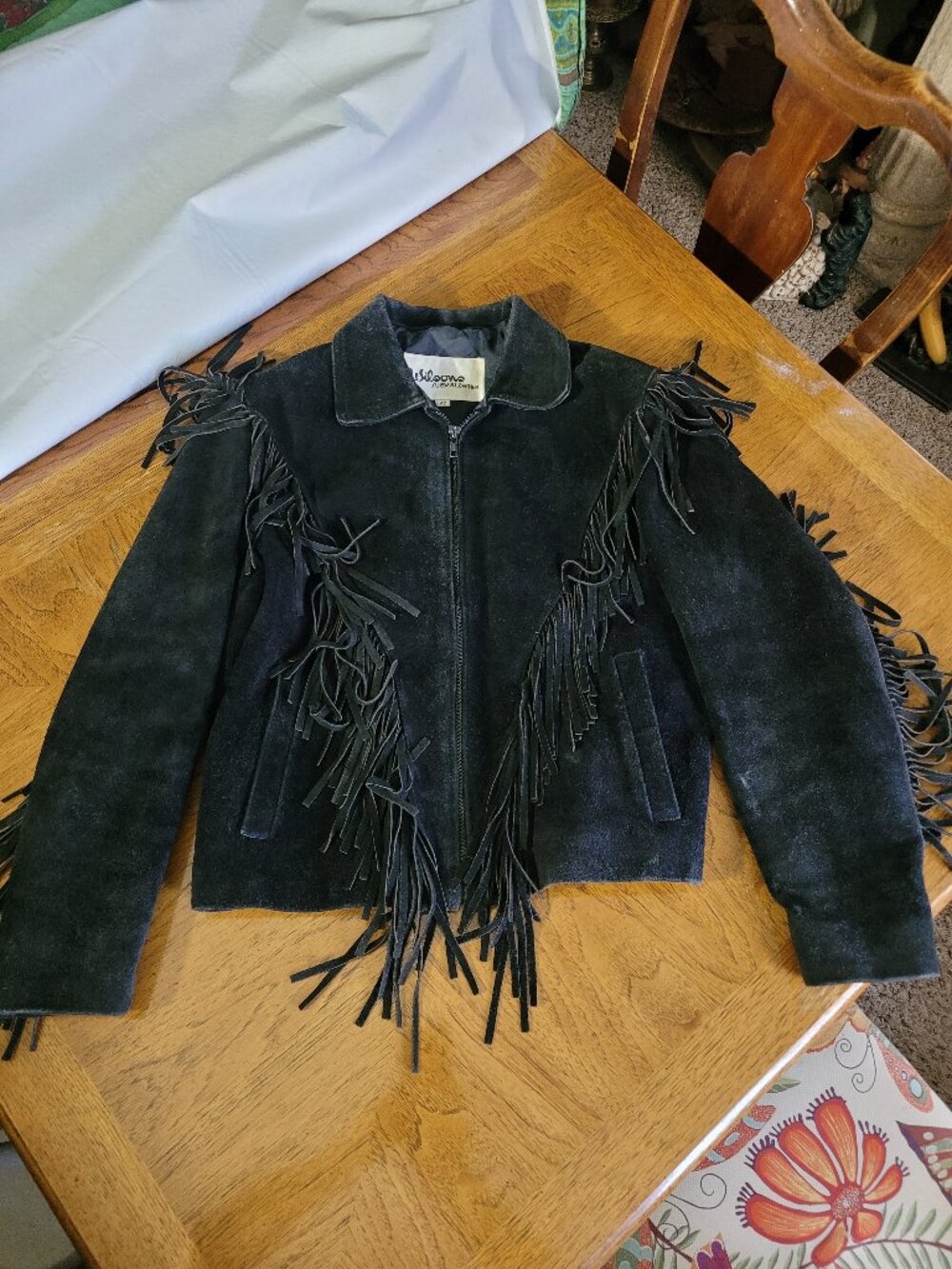 Vintage Fringe Wilsons Leather Size 40 Ladies Large Zip Up Jacket
